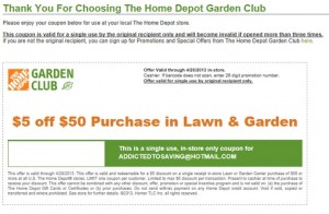 Sign Up to Receive Mailed & Emailed Home Depot Garden Club Coupons