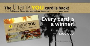 California pizza kitchen thank you card