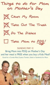 pdq free meal mothers day