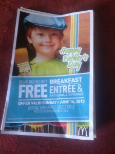 free breakfast for dads at mcdonalds