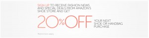 20% amazon shoe and handbag coupon