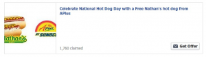 free hot dog sunoco national hot dog day