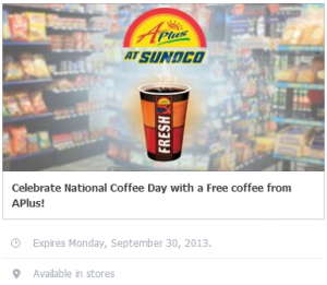 a plus sunoco free coffee national coffee day