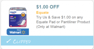 equate pads or pantiliners coupon walmart