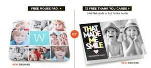 shutterfly freebie thank you cards or mousepad