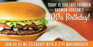 whataburger 100th birthday $1 burgers