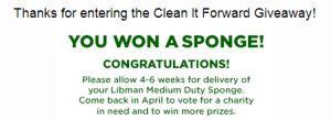 libman sponge giveaway winner