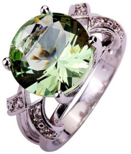 green cubic zirconia ring