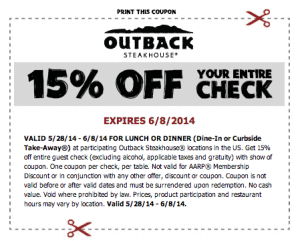 outback steakhouse coupon