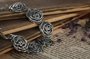 silver rose necklace