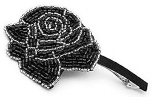 black rose hair clip