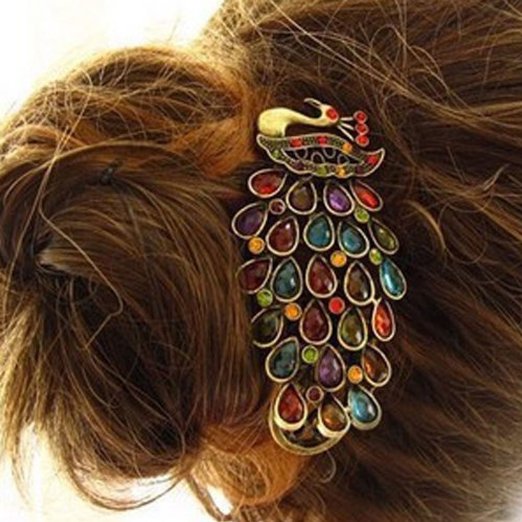 Crystal Peacock Hair Clip