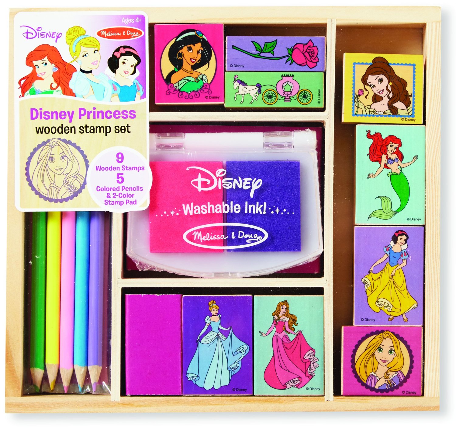 Melissa And Doug Disney Princess Wooden Stamp Set 