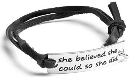 She Believed She Could So She Did Leather Bracelet