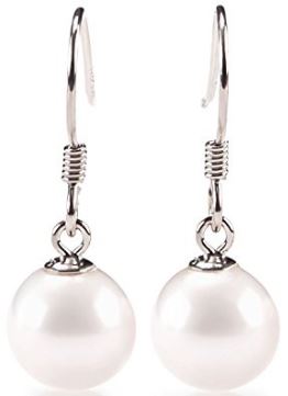 Sterling Silver Shell Pearl Dangle Earrings