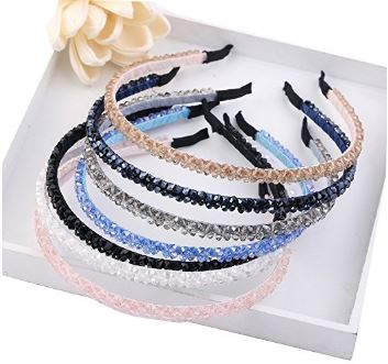 Set of 7 Ribbon and Crystal Headbands