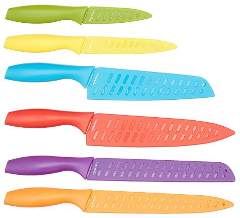 AmazonBasics 12-Piece Colored Knife Set