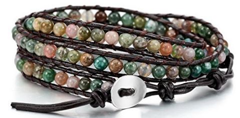 Leather and Bead Wrap Bracelet