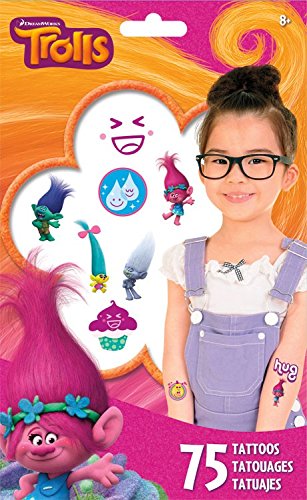 Pack Of 75 Trolls Temporary Tattoos Under 4