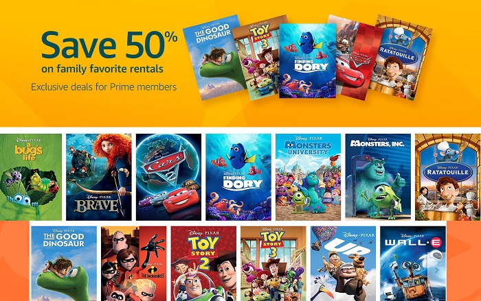 99¢ Disney Pixar Movie Rentals on Amazon