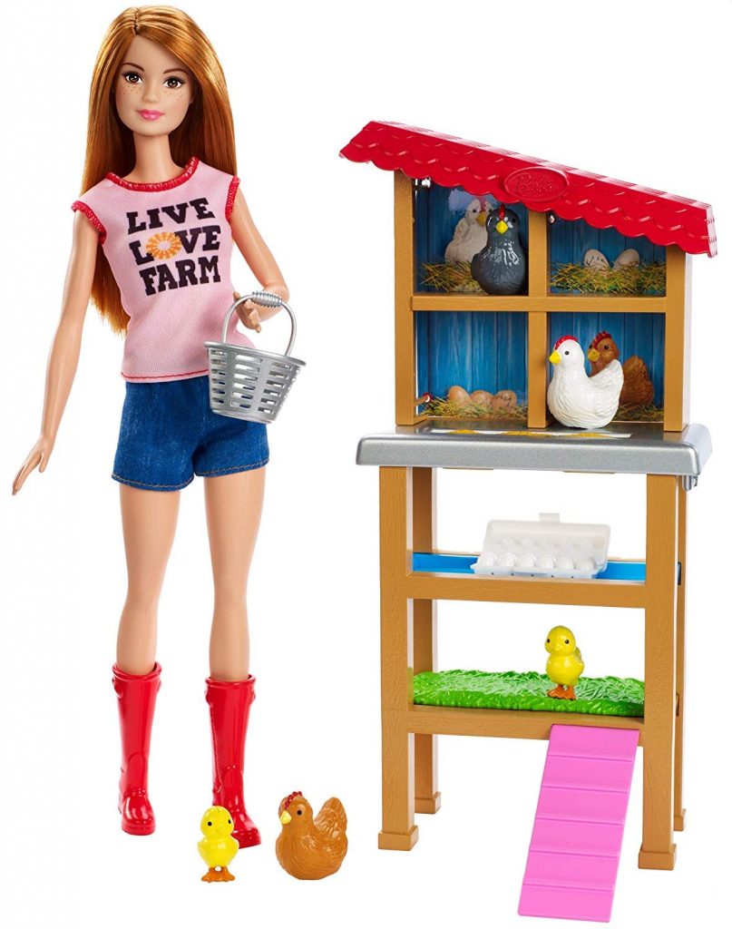 barbie careers chicken farmer doll & chicken coop playset